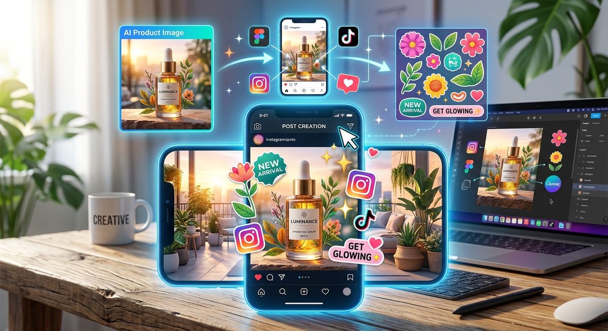 How to Combine AI Product Photos and PNG Assets for Social Media