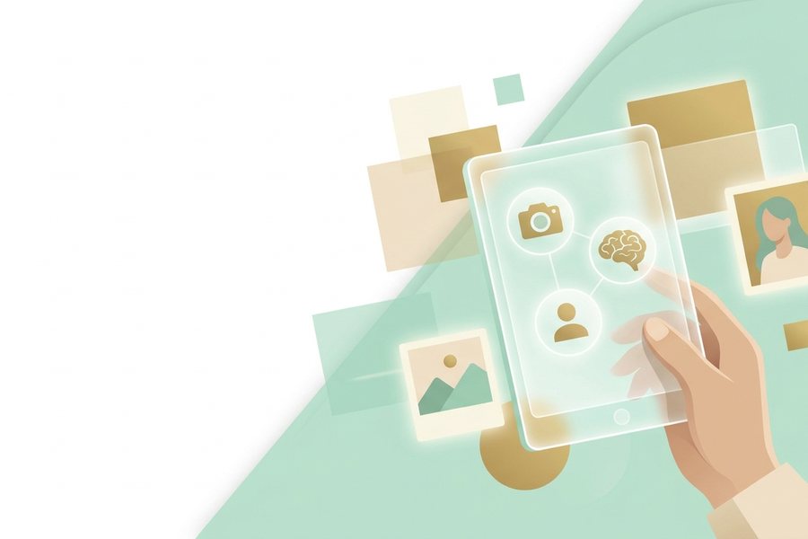 Editorial illustration explaining ai images for social media