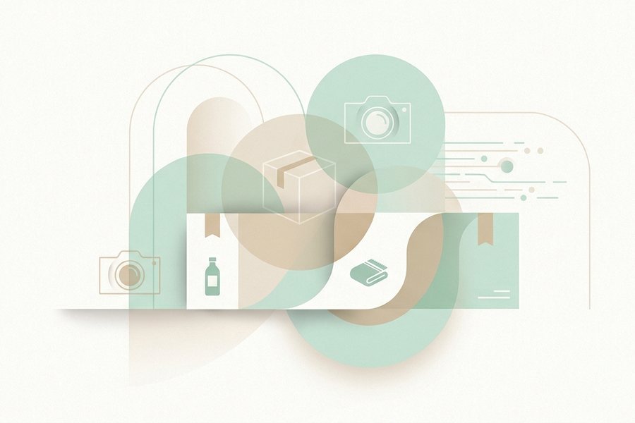Abstract graphic representing ai product photos, product photography and ecommerce images