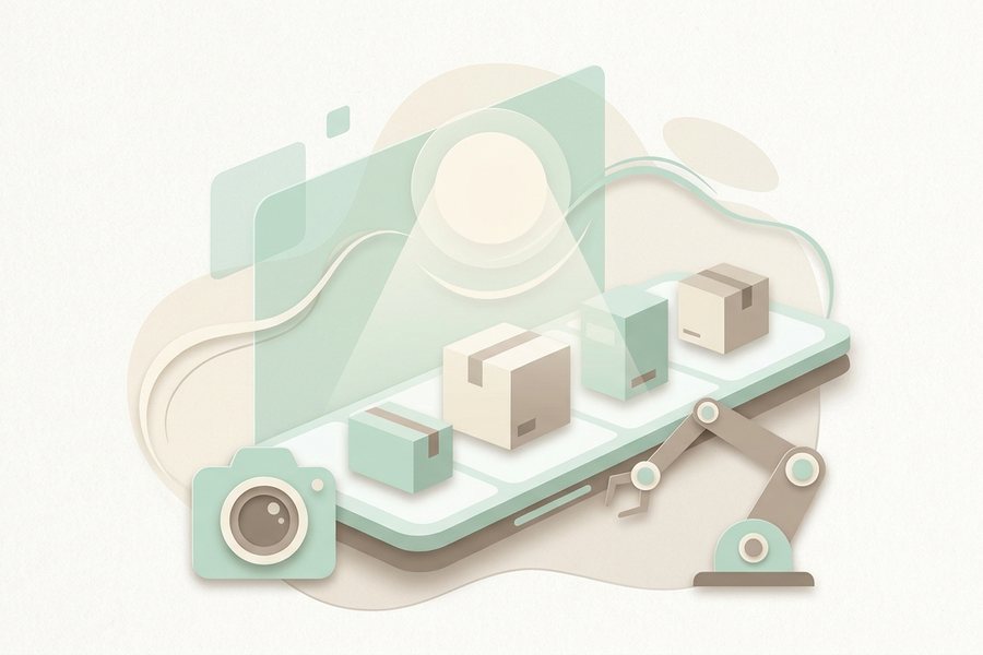 Editorial illustration explaining ai product photos for online stores