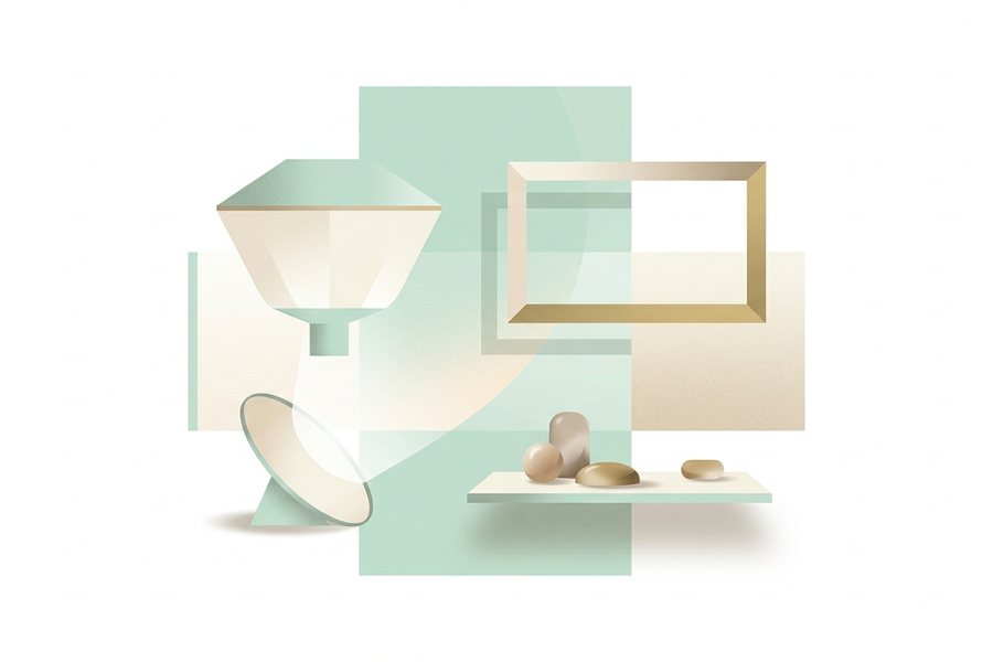 Abstract graphic representing product photo prompts, product photography and white background