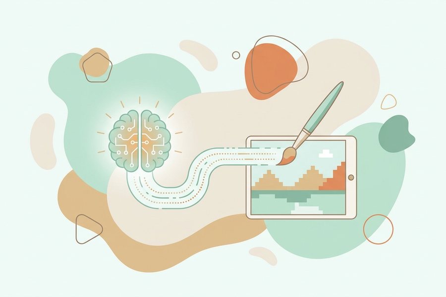 Editorial illustration explaining what is ai image generation?