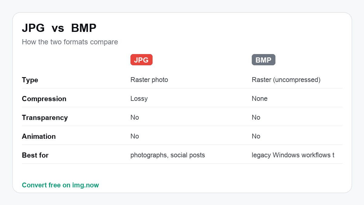 JPG vs BMP: format comparison