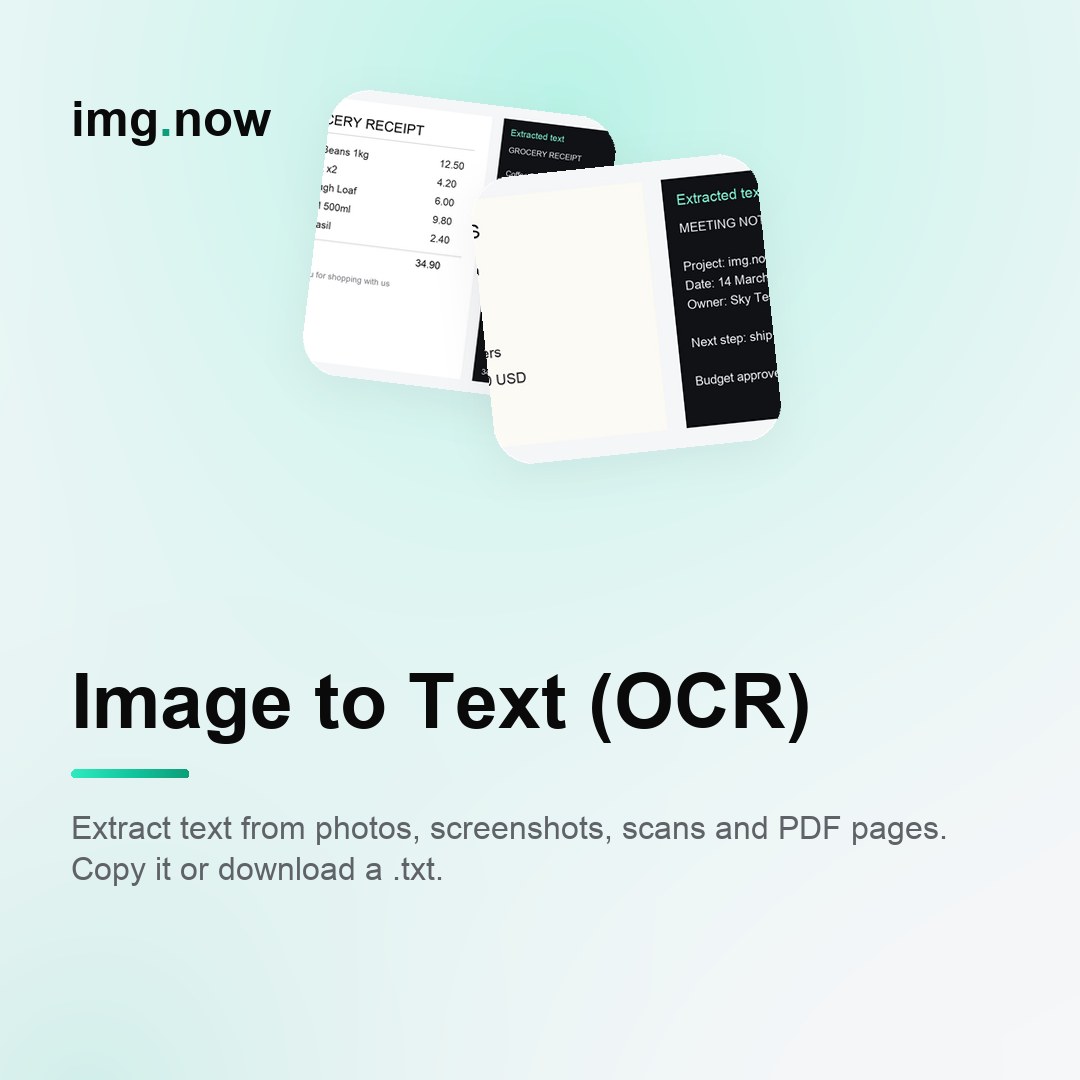 Image to Text (OCR) | Extract Text From Photos | img.now