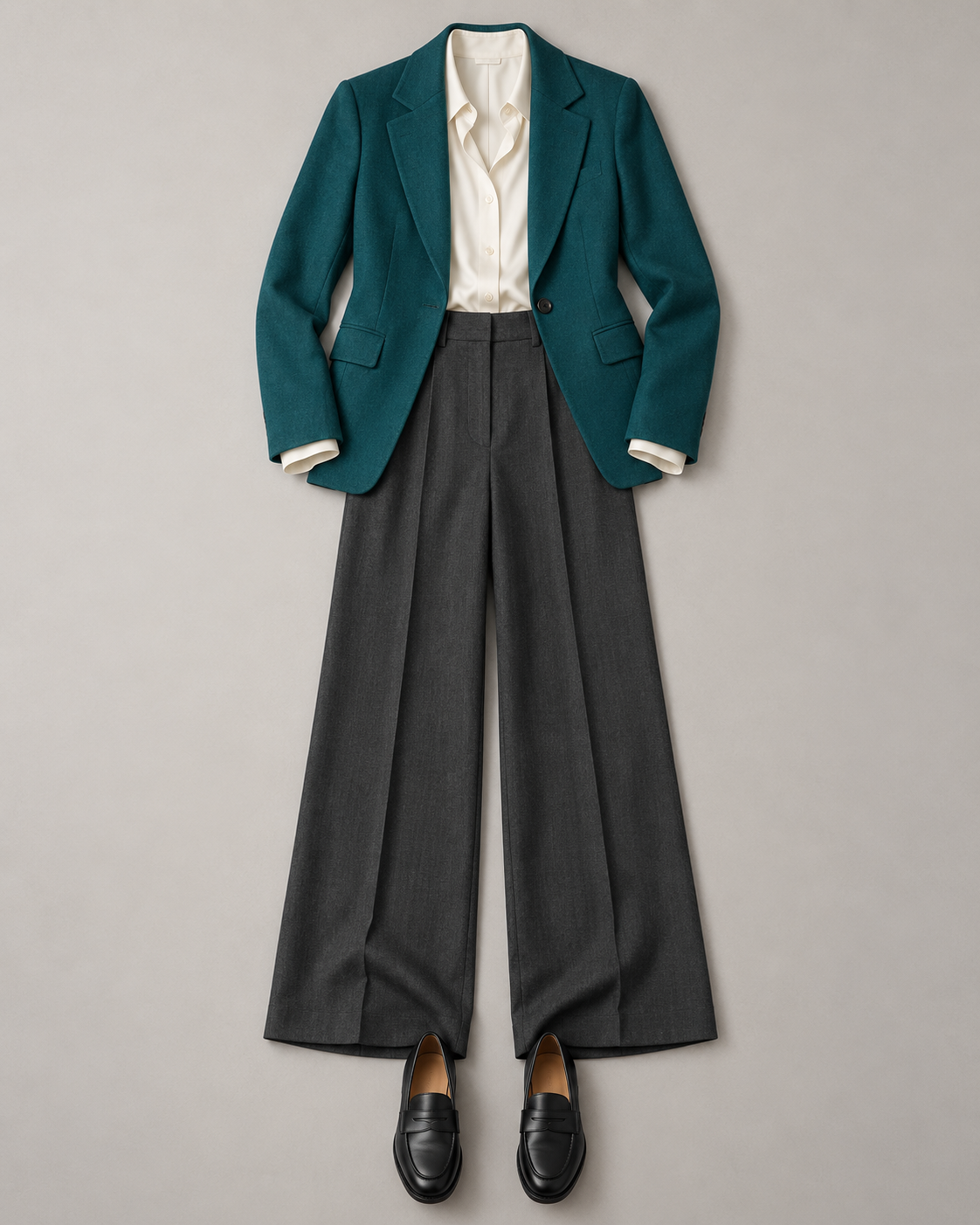 AI-generated flat lay used as the outfit reference