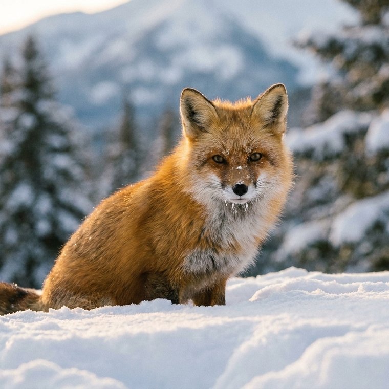 “Red fox in snow, cinematic” example created with the Text to Image